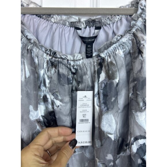 NWT WHBM Women's XL Off Shoulder Silk Blend Floral Boho Peasant Style Flowy Top - Picture 7 of 9